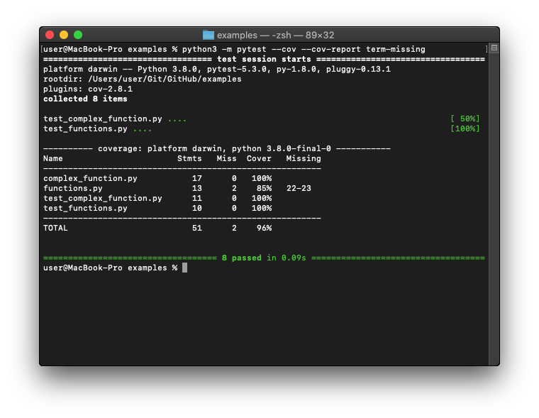 coverage 테스트 출력 예시